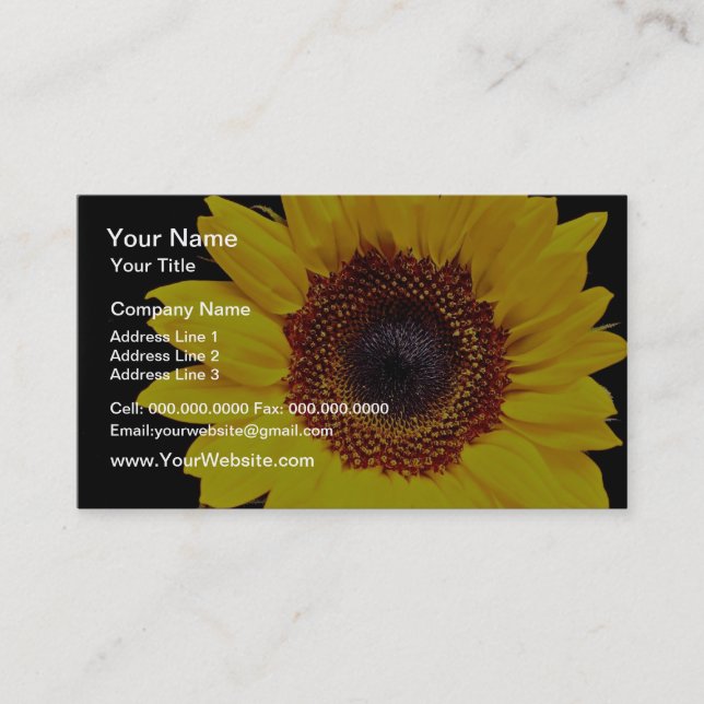 Carte De Visite Fleurs jaunes de tournesol (Devant)