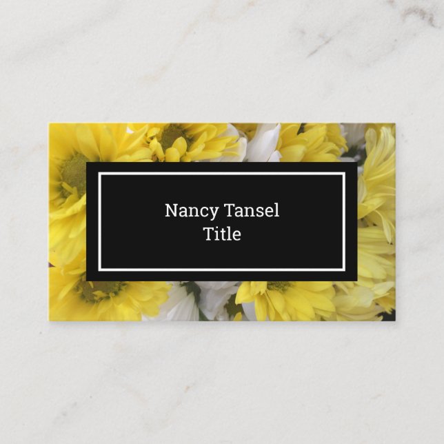 Carte De Visite Fleurs Jaunes Et Blanches Chic (Devant)