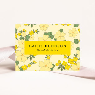 Carte De Visite Fleurs Jaunes, Floral, Fleuriste, Boutique De Fleu