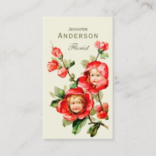 Carte De Visite Fleurs joyeuses Filles douces dans les têtes de fl