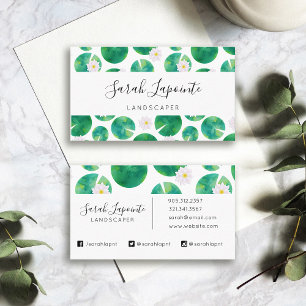 Carte De Visite Fleurs Lys d'Eau Blanche & Design de Pad Lily