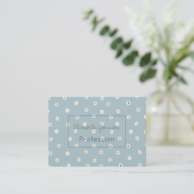 Carte De Visite Fleurs marguerites blanches des années 70 Boho Blu (Debout devant)