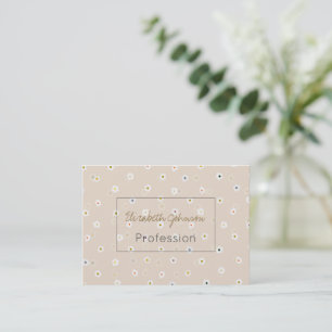 Carte De Visite Fleurs marguerites blanches Retro 70's Boho Crème 