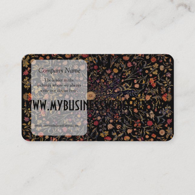 Carte De Visite Fleurs médiévales sur le noir (Devant)