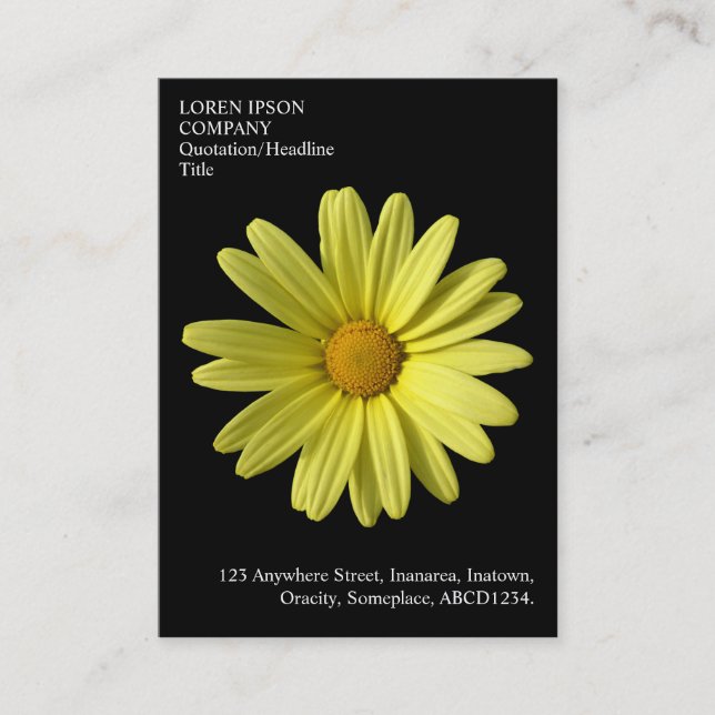 Carte De Visite Fleurs minimales - Faisée jaune - Noir (Devant)