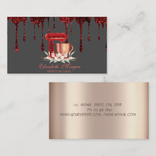 Carte De Visite Fleurs Mixer Parties scintillant rouge Déchets Bou
