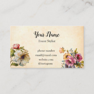 Carte De Visite Fleurs multicolores illustrées par cru