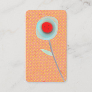 Carte De Visite Fleurs orange et bleu à pois jaunes