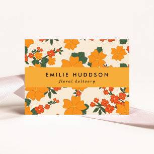 Carte De Visite Fleurs Oranges, Verdure, Fleuriste, Boutique De Fl