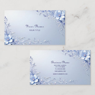 Carte de visite Fleurs Ornementales Bleues avec Pe