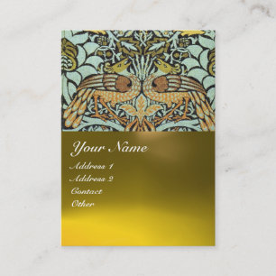 CARTE DE VISITE FLEURS, PAONS ET DRAGONS MONOGRAMME