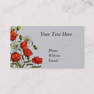 Carte De Visite Fleurs, pavots et marguerites, art tiré par la