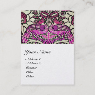 Carte De Visite FLEURS, PEACOCKS ET DRAGONS MONOGRAMME perle
