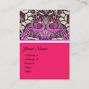 Carte De Visite FLEURS, PEACOCKS ET DRAGONS MONOGRAMME perle