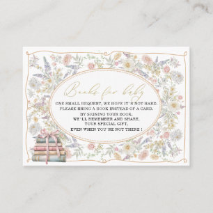 Carte De Visite Fleurs rétro aquarelle ruban à nœud papillon baby