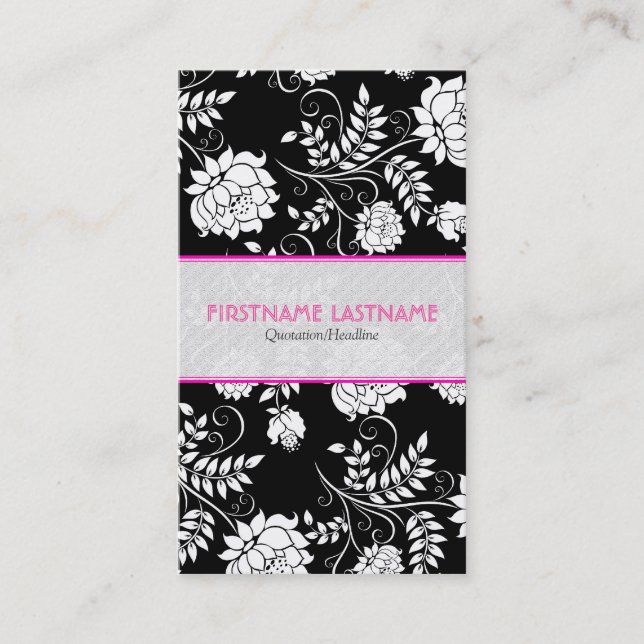 Carte De Visite Fleurs Rétro Noir & Blanc Et Modèle (Devant)