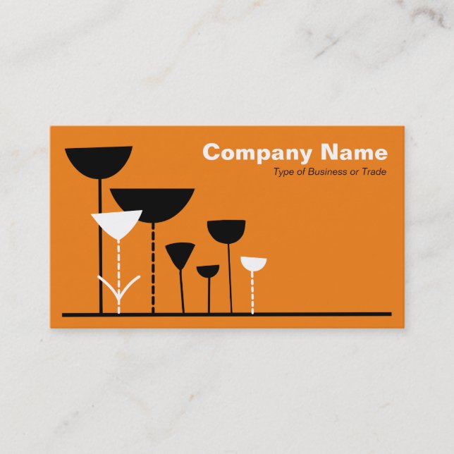 Carte De Visite Fleurs rétro v2 - Orange (Devant)