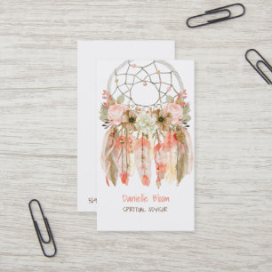 Carte De Visite Fleurs rêveuses tribales de plumes de flèches de