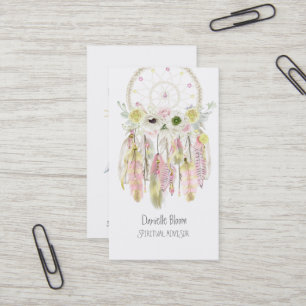 Carte De Visite Fleurs rêveuses tribales de plumes de flèches de
