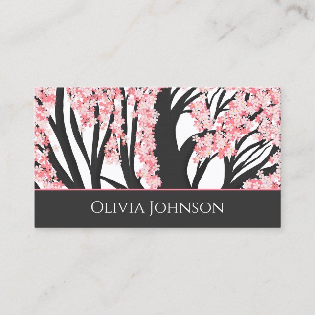 Carte De Visite Fleurs roses cerises en fleurs (Devant)