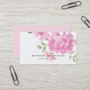 Carte De Visite Fleurs roses de pivoines d'aquarelle