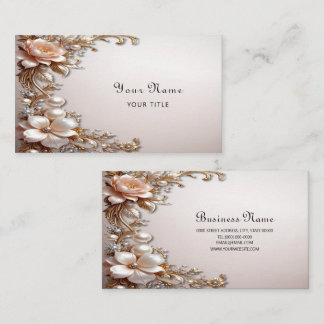 Carte de visite Fleurs roses et blanches douces