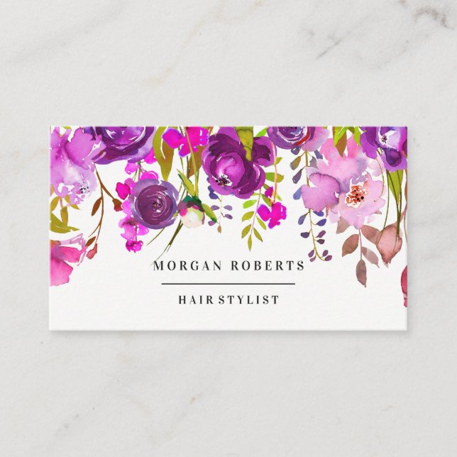 Carte De Visite Fleurs roses et violettes Jolies femmes élégantes (Devant)