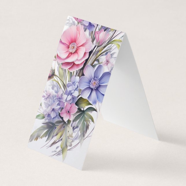 Carte De Visite Fleurs roses et violettes Plier Signet signet (Devant)