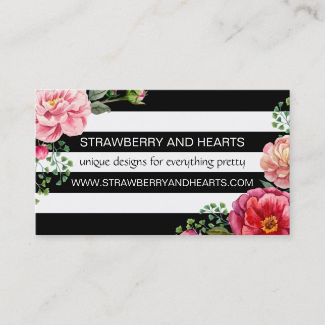 Carte De Visite Fleurs Roses, Fleurs Rouges, Fleuriste, Boutique D (Devant)