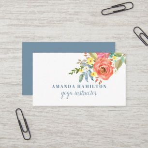 Carte De Visite Fleurs roses modernes en fleurs Aquarelle