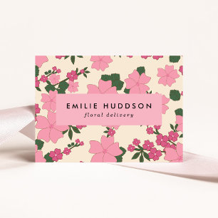 Carte De Visite Fleurs roses, Motif Floral, Fleuriste, Boutique De