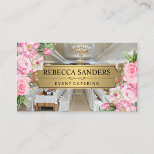 Carte De Visite Fleurs roses   Restauration   Salle des banquets