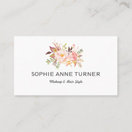 Carte De Visite Fleurs roses Style de maquillage professionnel