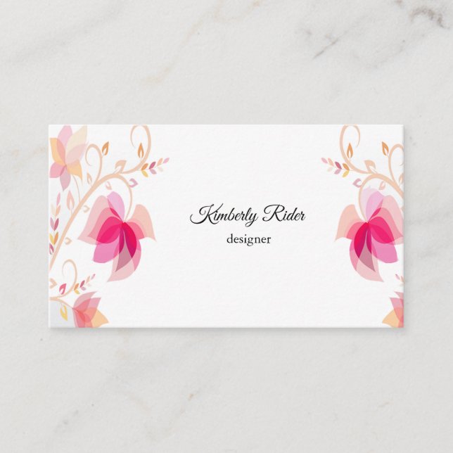 Carte De Visite Fleurs roses Vintages (Devant)