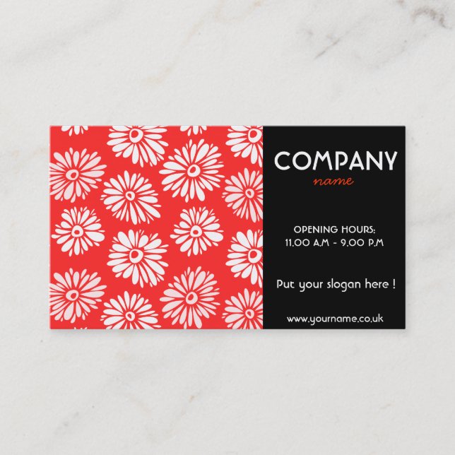 Carte de visite Fleurs rouges (Devant)
