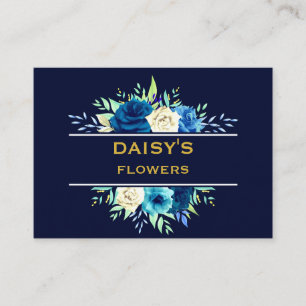 Carte De Visite Fleurs Royal Blue White Rose Floral