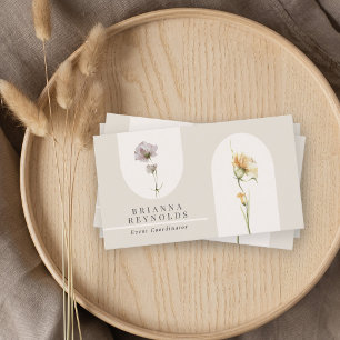 Carte De Visite Fleurs sauvages Boho modernes simples sur Beige Ne