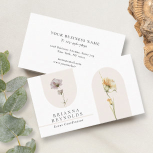 Carte De Visite Fleurs sauvages Boho modernes simples sur blanc