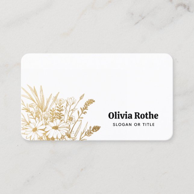 Carte De Visite Fleurs sauvages d'or (Devant)