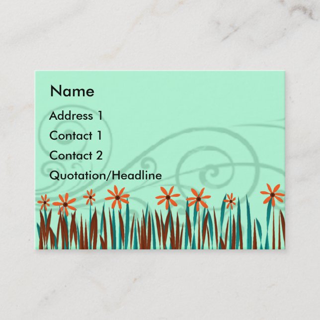 Carte De Visite Fleurs sauvages orange avec laiton bleu (Devant)