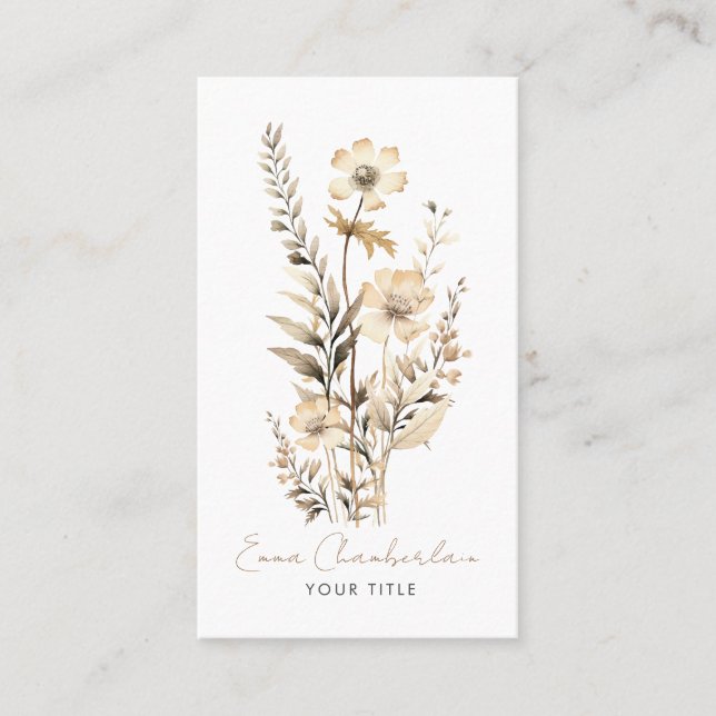Carte De Visite Fleurs sauvages Whimsical manuscrits Script (Devant)