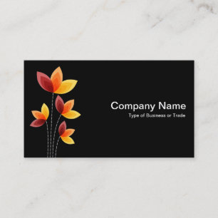 Carte De Visite Fleurs stylisées - Blanc sur Noir