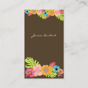 CARTE DE VISITE FLEURS TROPICALES GRAVES RÉTRO/ARRIÈRE - PLAN DO-I