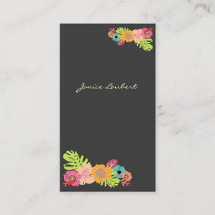 CARTE DE VISITE FLEURS TROPICALES GRAVES RÉTRO/ARRIÈRE - PLAN DO-I