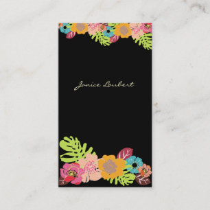 CARTE DE VISITE FLEURS TROPICALES GRAVES RÉTRO/ARRIÈRE - PLAN DO-I