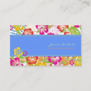 CARTE DE VISITE FLEURS TROPICALES GRAVES RÉTRO, HIBISCUS