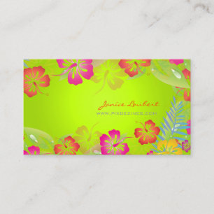 CARTE DE VISITE FLEURS TROPICALES GRAVES RÉTRO, HIBISCUS