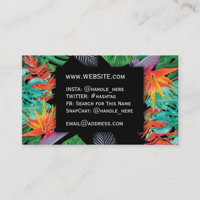 Carte De Visite Fleurs tropicales Oiseau du Paradis Professionnel (Devant)