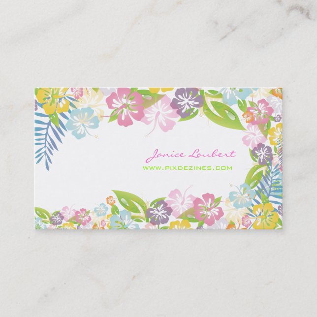 Carte De Visite Fleurs tropicales rétro audacieuses/stock d'auberg (Devant)