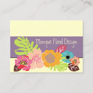 CARTE DE VISITE FLEURS TROPICALES RETRO GRAS/FOND DIY